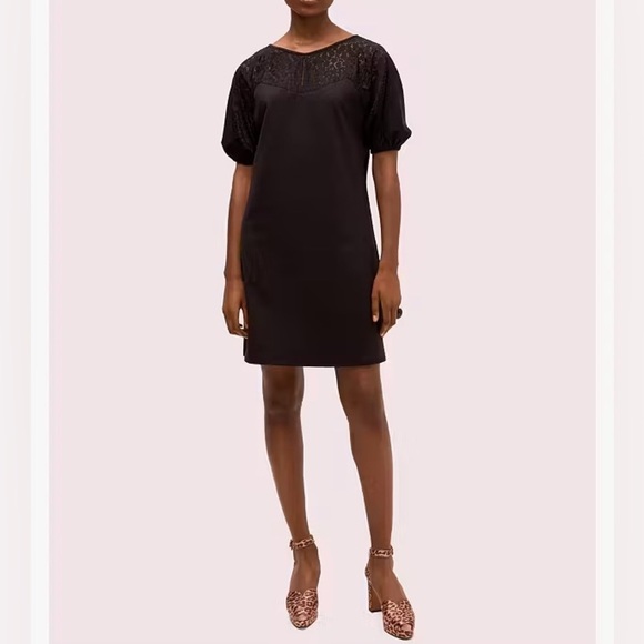 NWT Kate Spade Flora Leopard Lace Ponte Dress Black Office Funeral Sz S - Picture 2 of 12